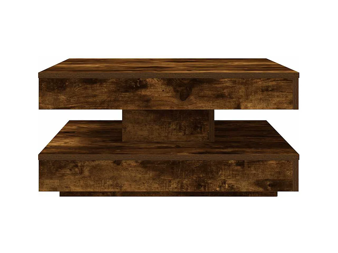 Salontafel 360 graden draaibaar 70x70x34,5 cm gerookt eiken