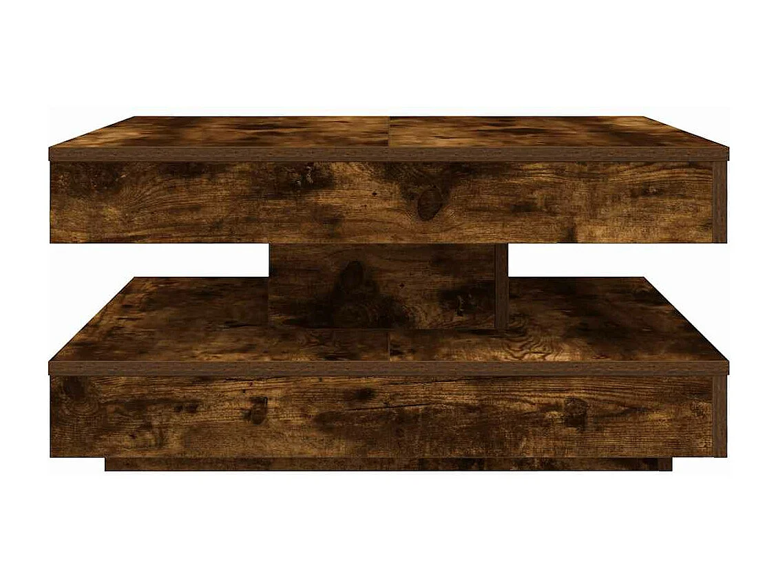 Table basse rotative à 360 degrés chêne fumé 70x70x34,5 cm