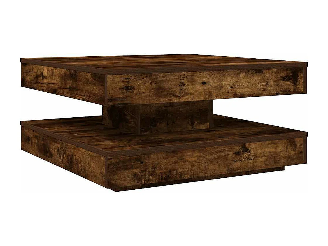 Table basse rotative à 360 degrés chêne fumé 70x70x34,5 cm