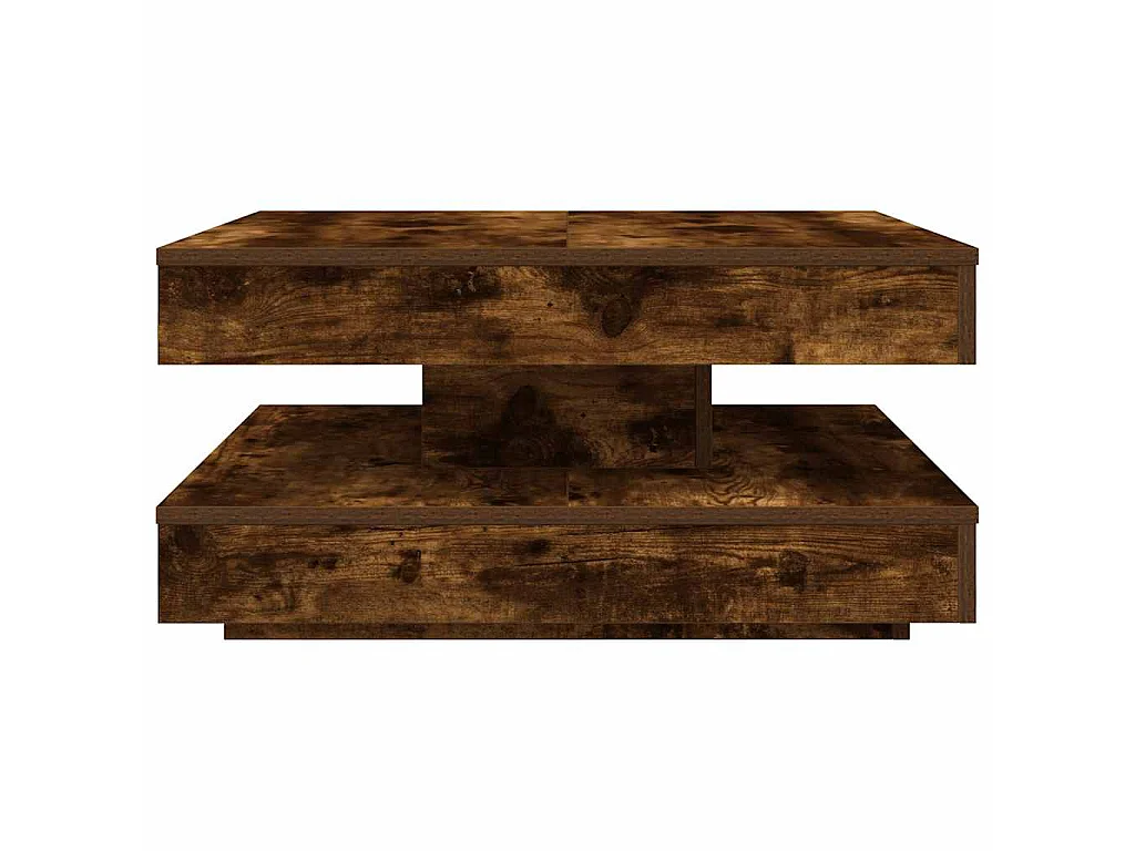 Table basse rotative à 360 degrés chêne fumé 70x70x34,5 cm