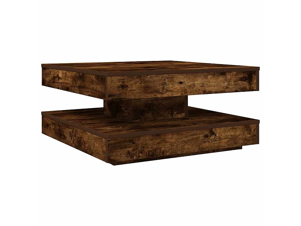 Table basse rotative à 360 degrés chêne fumé 70x70x34,5 cm