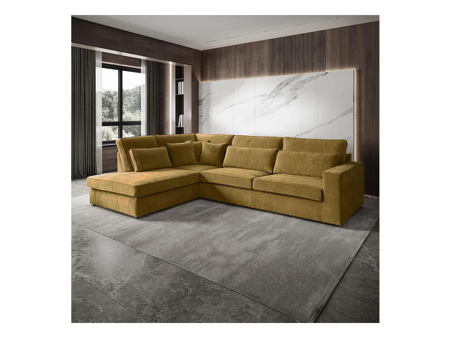 CANAPE Parma sans fonction sommeil jaune gauche
