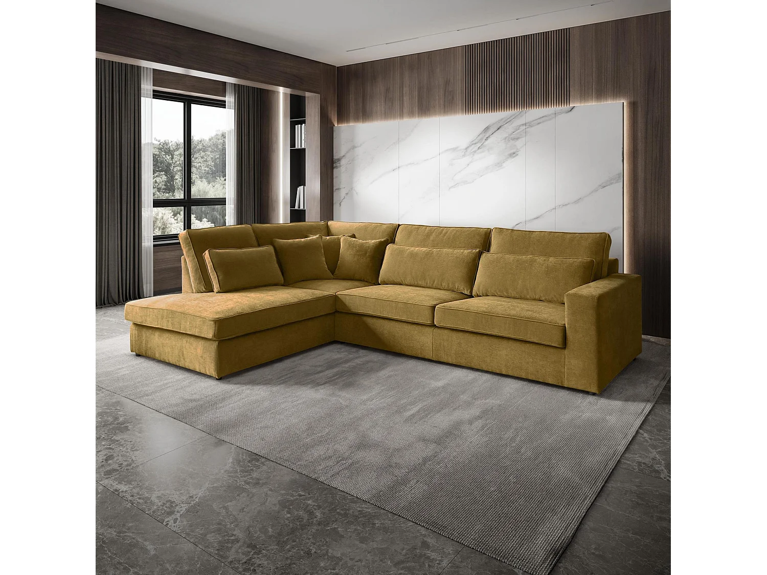 Hoekbank Parma zonder slaapfunctie geel links