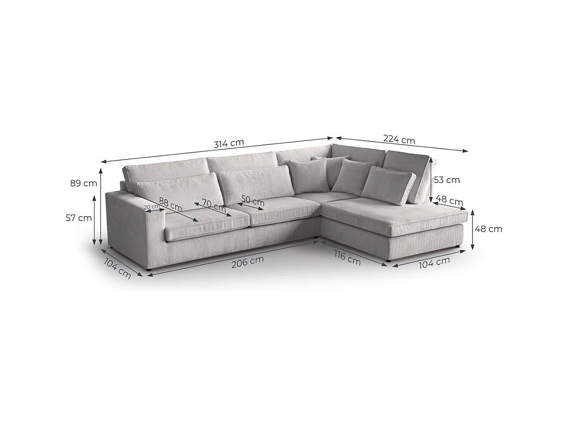 ECKSOFA Parma ohne Schlaffunktion gelb links