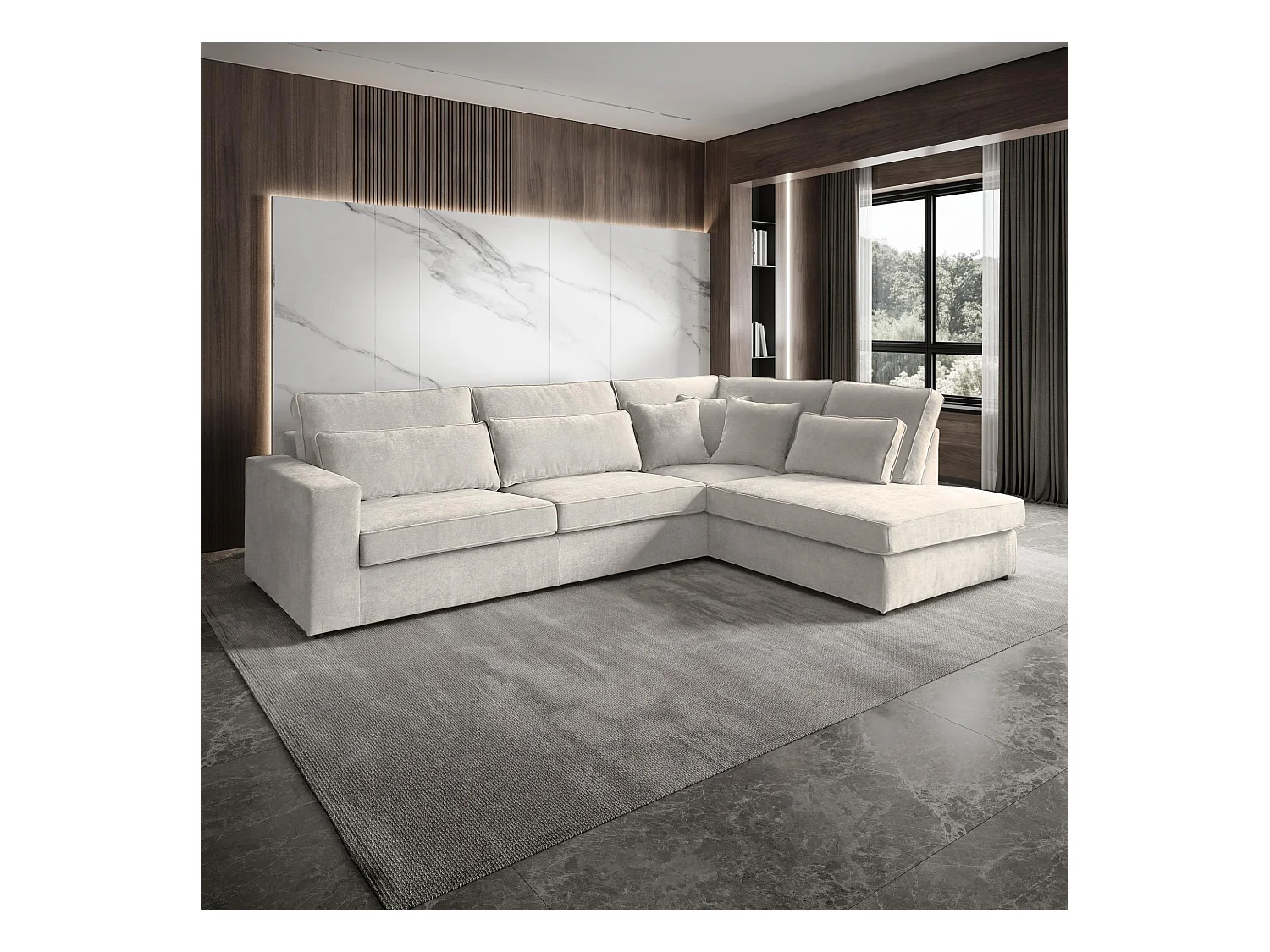 Hoekbank Parma zonder slaapfunctie beige rechts