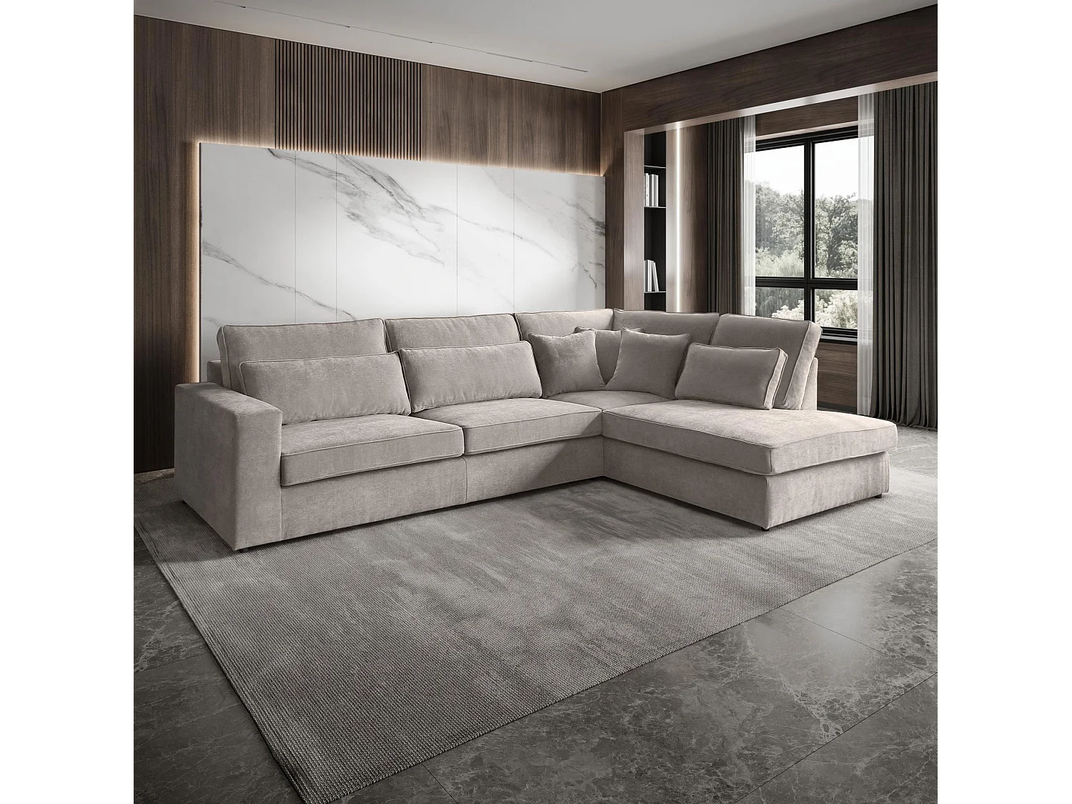 Hoekbank Parma zonder slaapfunctie cappuccino rechts