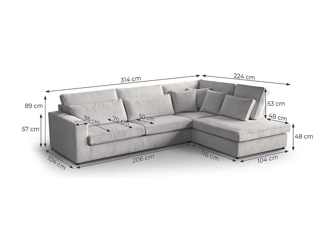 ECKSOFA Parma ohne Schlaffunktion rosa links