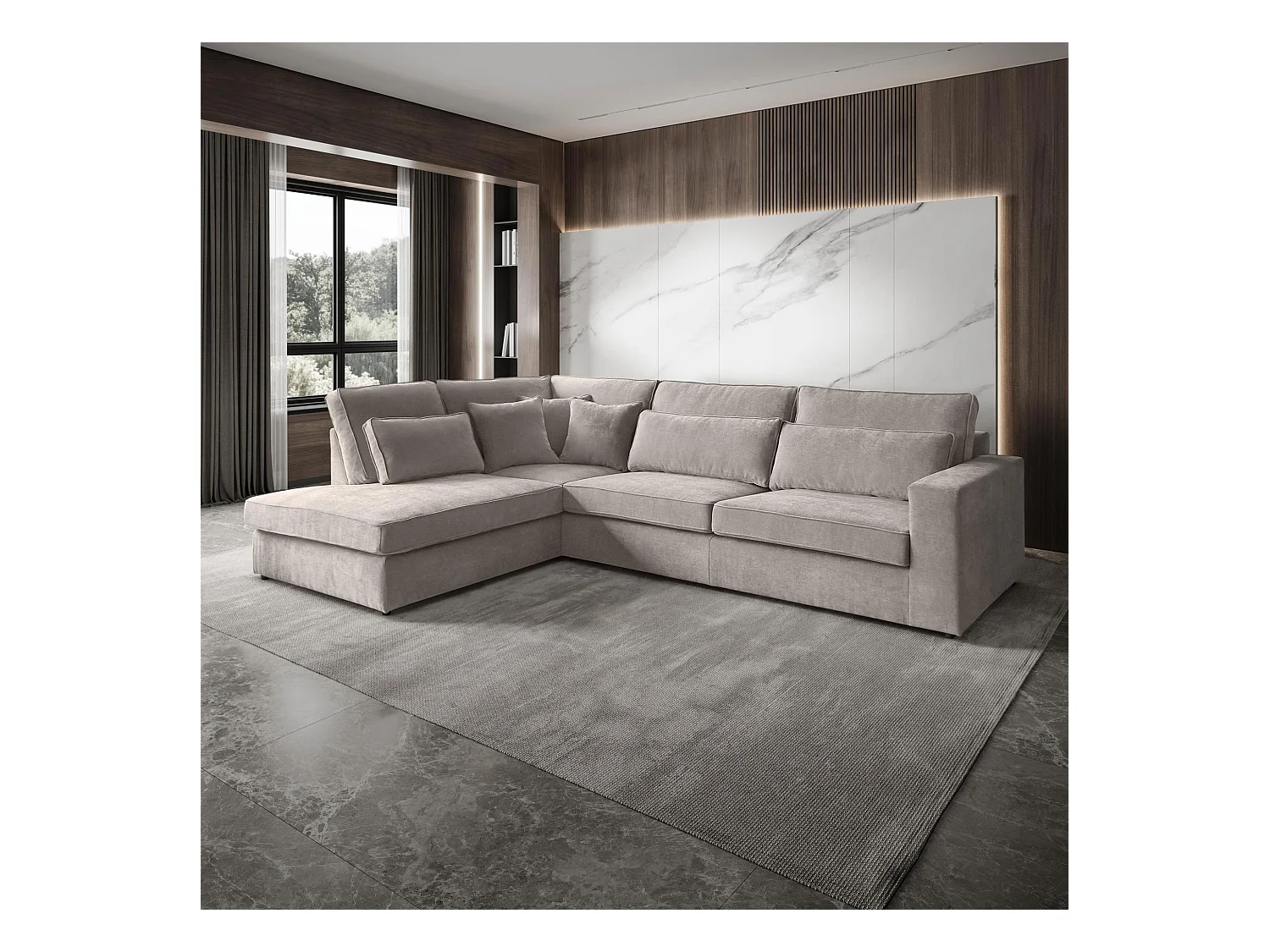 ECKSOFA Parma ohne Schlaffunktion cappuccino links