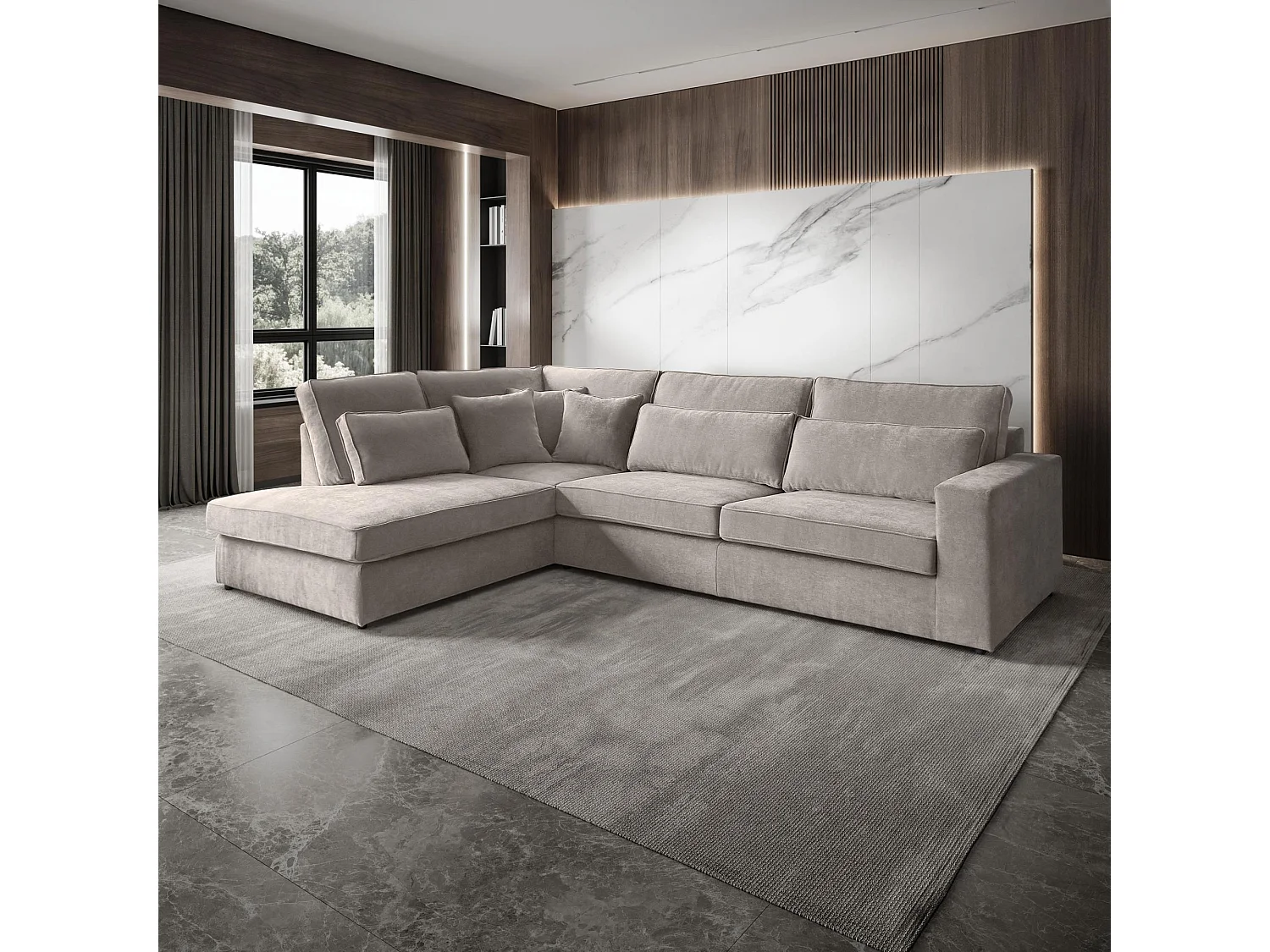 CANAPE Parma sans fonction sommeil cappuccino gauche