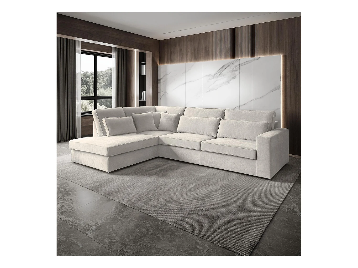 CANAPE Parma sans fonction sommeil beige gauche