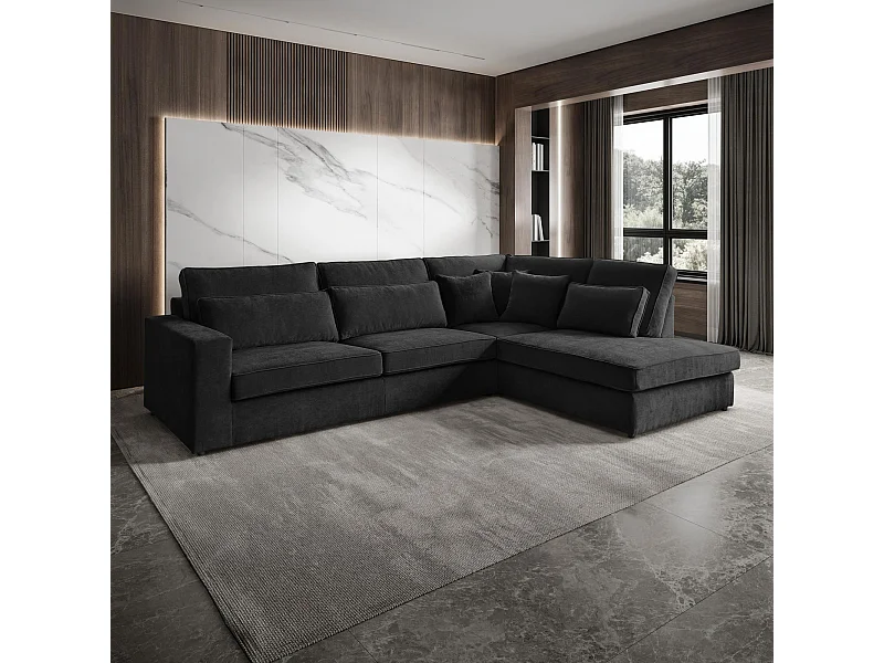 ECKSOFA Parma ohne Schlaffunktion schwarz rechts