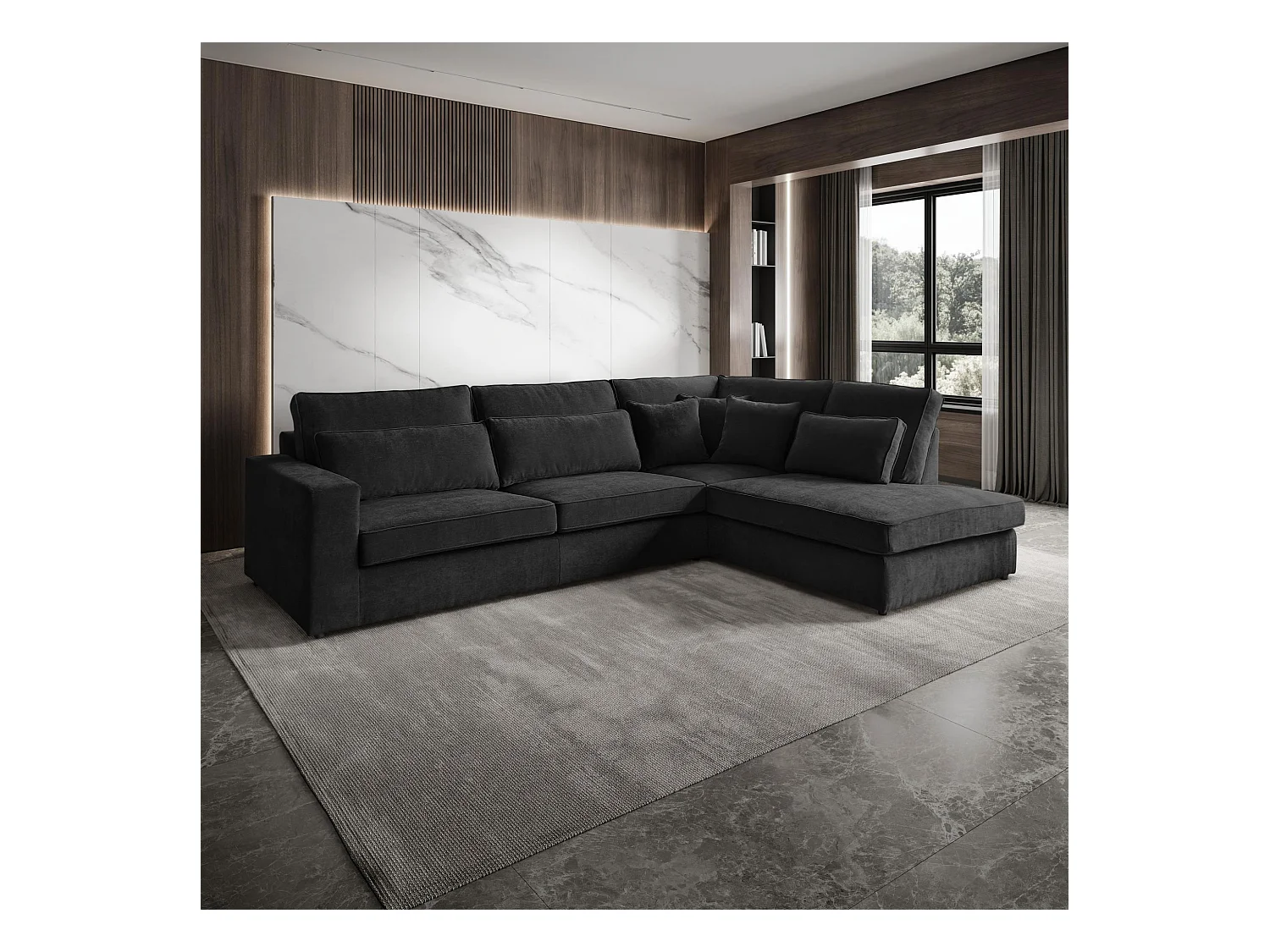 ECKSOFA Parma ohne Schlaffunktion schwarz rechts