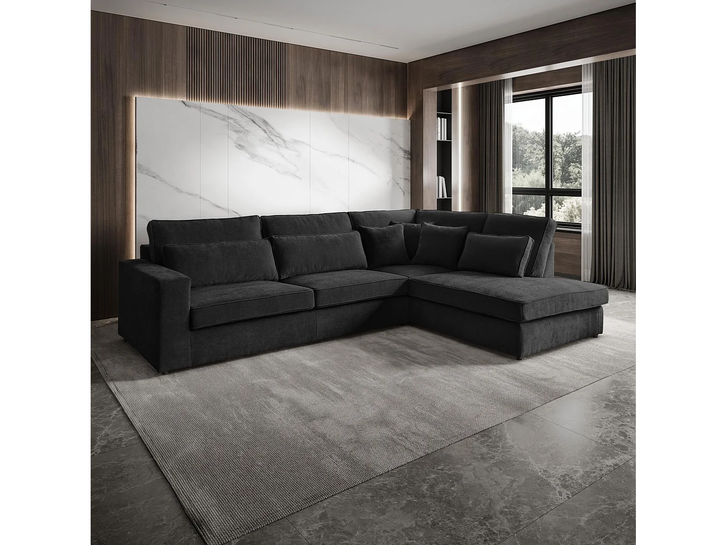 ECKSOFA Parma ohne Schlaffunktion schwarz rechts