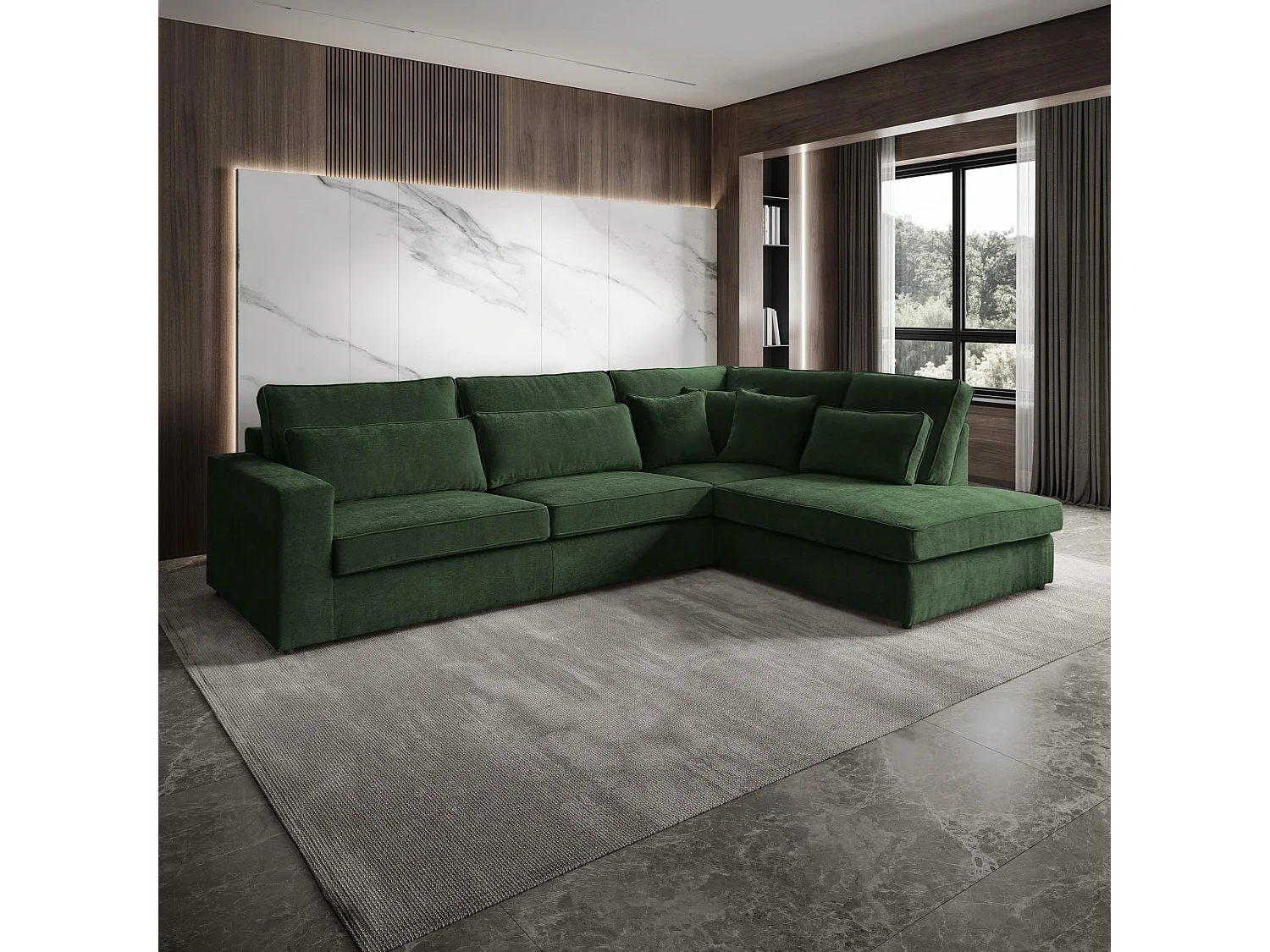 ECKSOFA Parma ohne Schlaffunktion dunkelgrün rechts