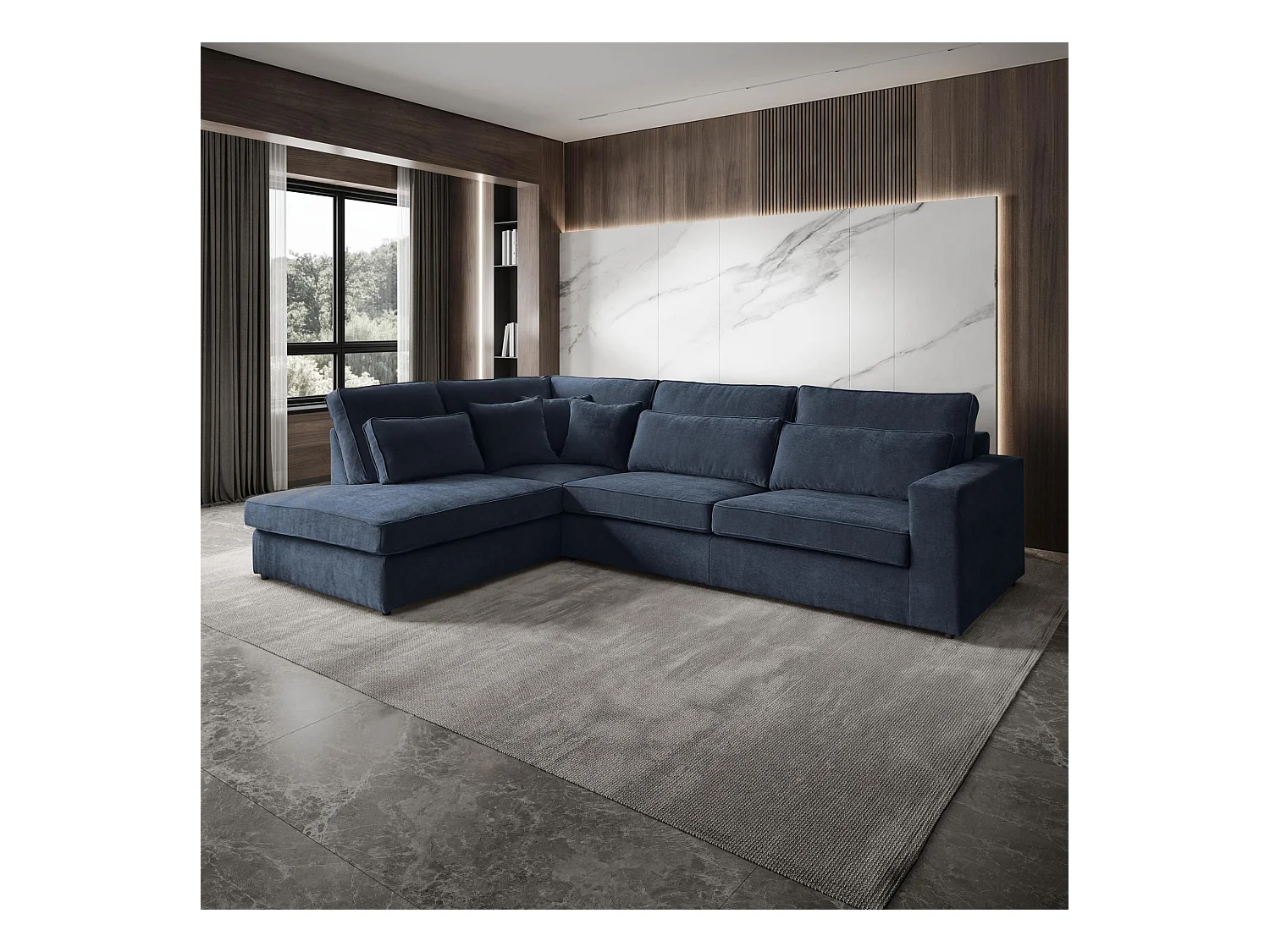 CANAPE Parma sans fonction sommeil bleu foncé gauche