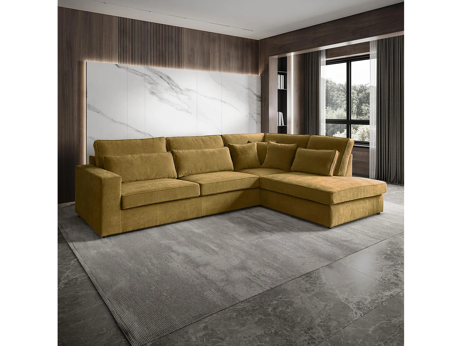 CANAPE Parma sans fonction sommeil jaune droite