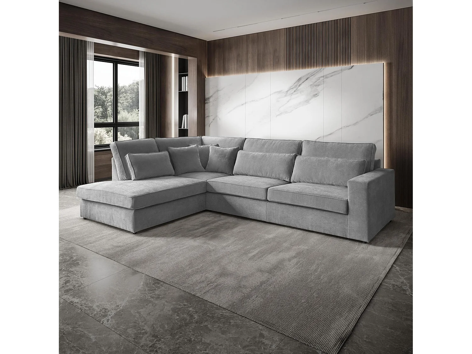 CANAPE Parma sans fonction sommeil gris clair gauche