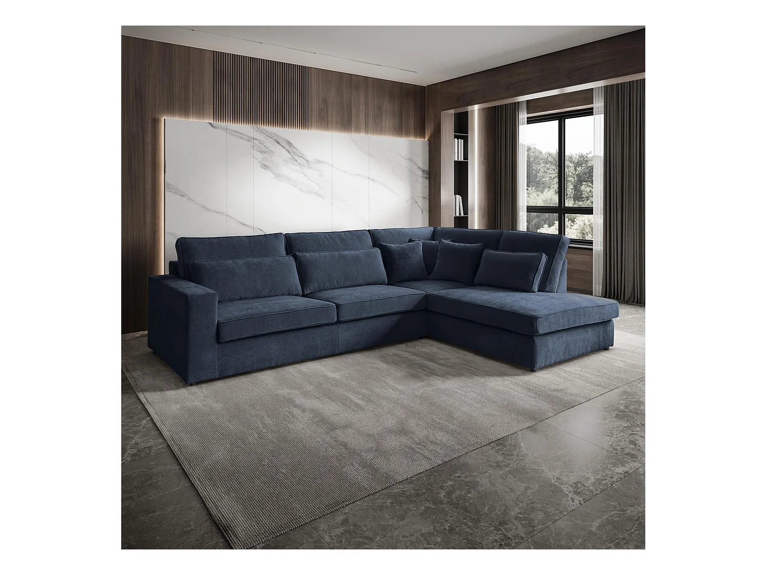 ECKSOFA Parma ohne Schlaffunktion dunkelblau rechts