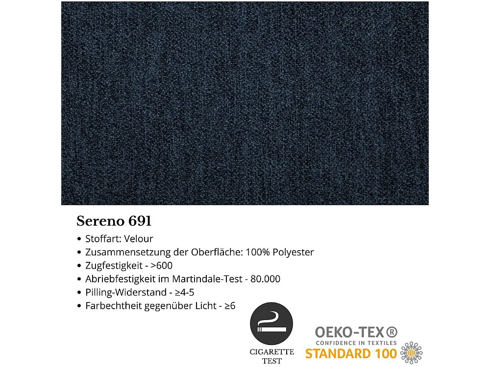 CANAPE Parma sans fonction sommeil bleu foncé droite