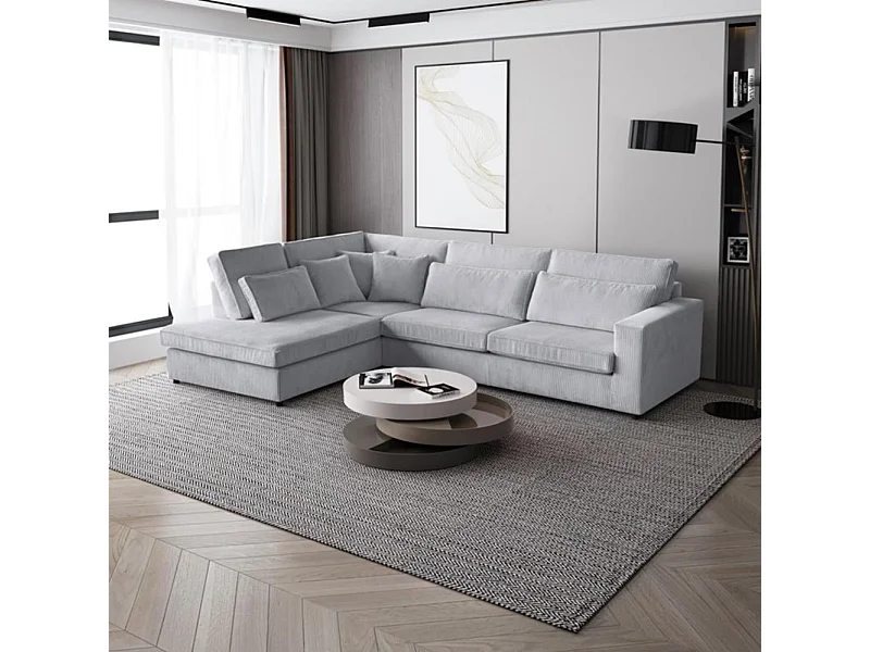 ECKSOFA Parma ohne Schlaffunktion hellgrau links