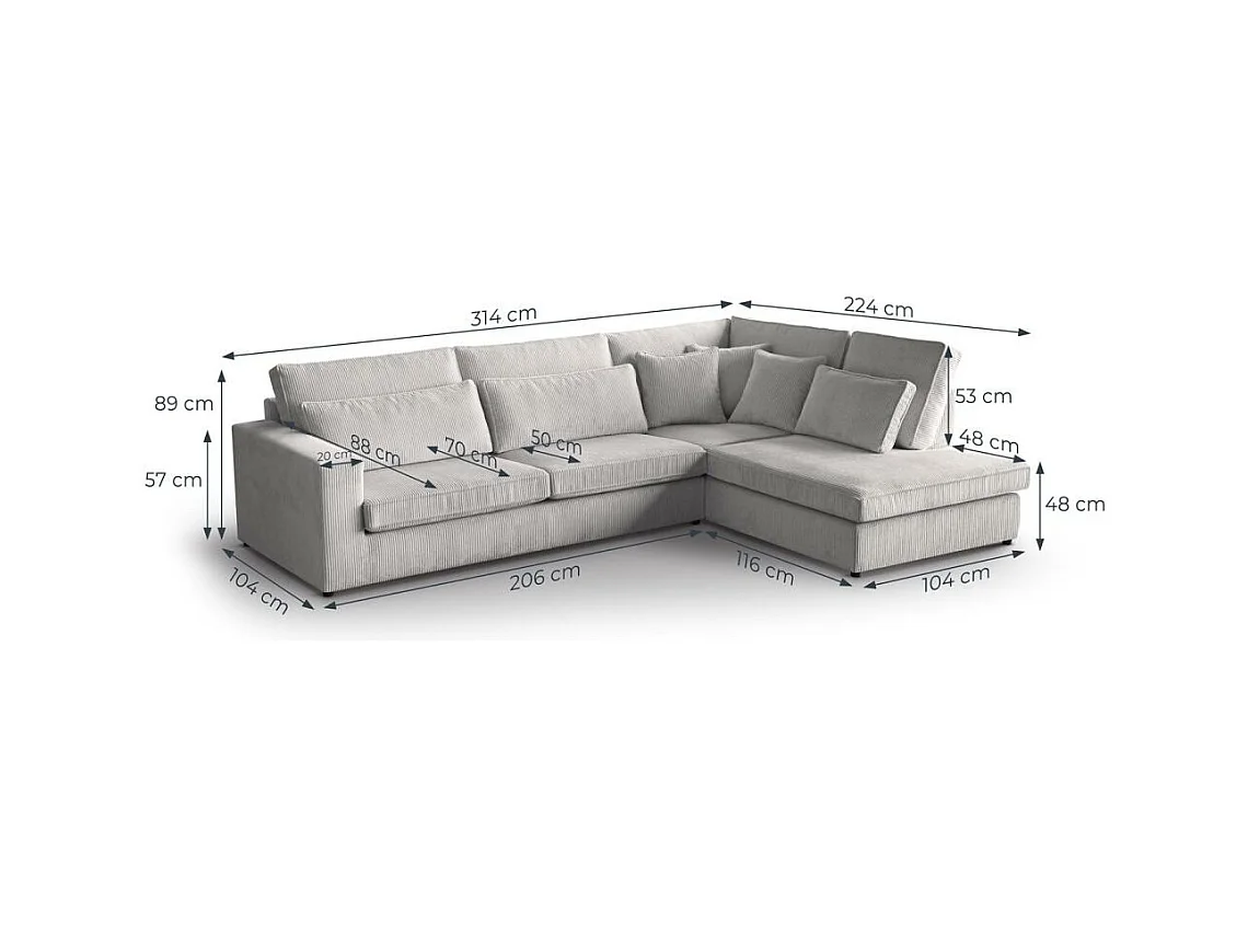ECKSOFA Parma ohne Schlaffunktion braun rechts