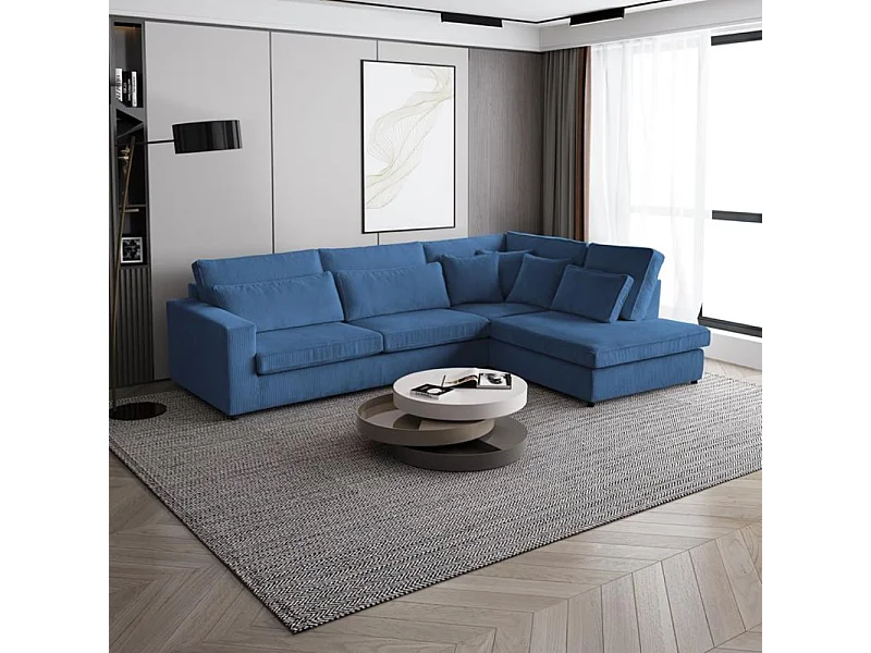 ECKSOFA Parma ohne Schlaffunktion dunkelblau rechts