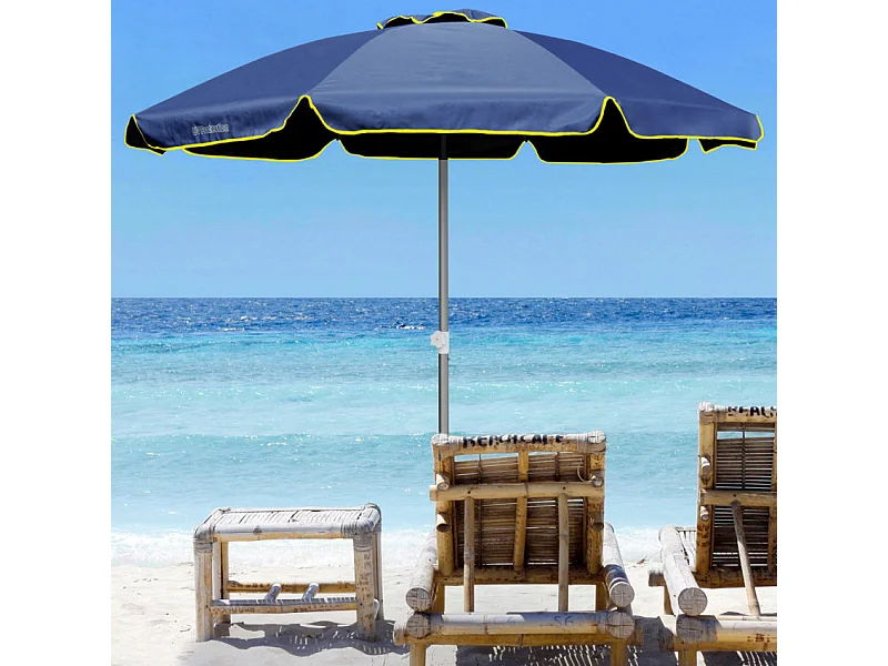 Sombrilla de playa 220 cm aluminio a prueba de viento protección uv profesional Bagnino Fluo - Azul Marino