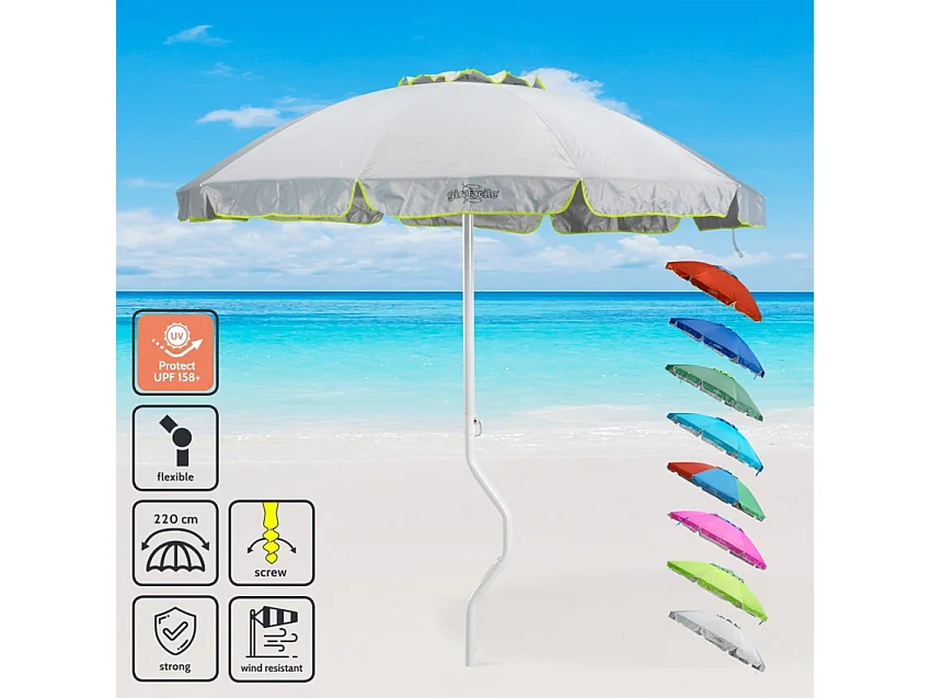 Parasol de plage léger visser protection UV 220 cm Solis
