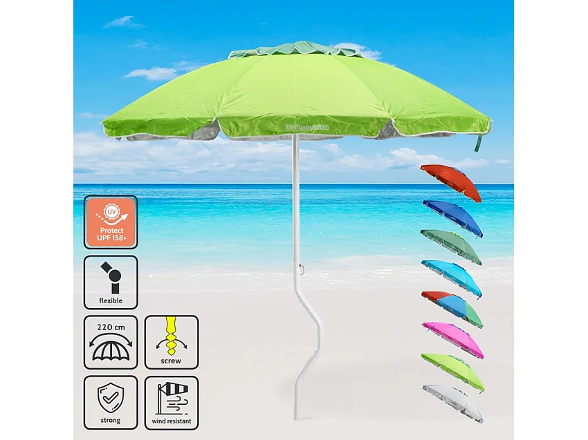 Parasol de plage léger visser protection UV 220 cm Solis