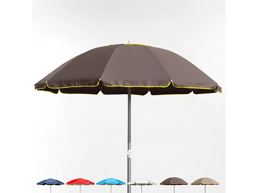 Sombrilla de playa 220 cm aluminio a prueba de viento protección uv profesional Bagnino Fluo - Marrón