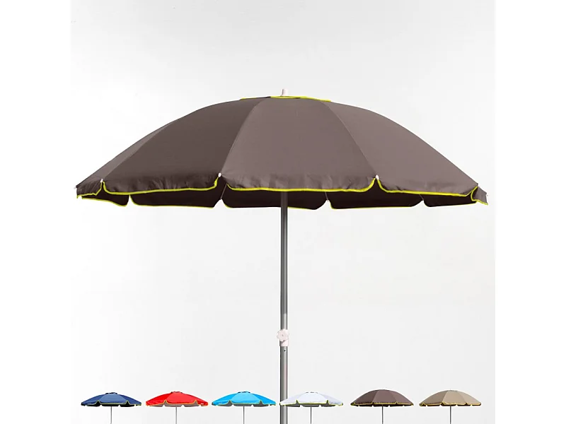Sombrilla de playa 220 cm aluminio a prueba de viento protección uv profesional Bagnino Fluo - Marrón