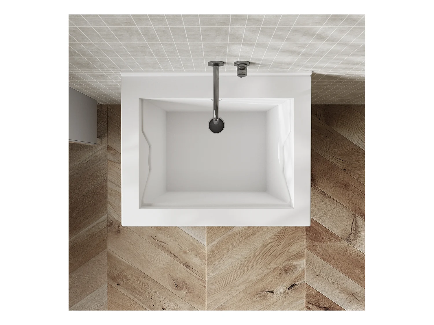 Mobile lavatoio bianco con vasca in ceramica 63X51 - Dyma