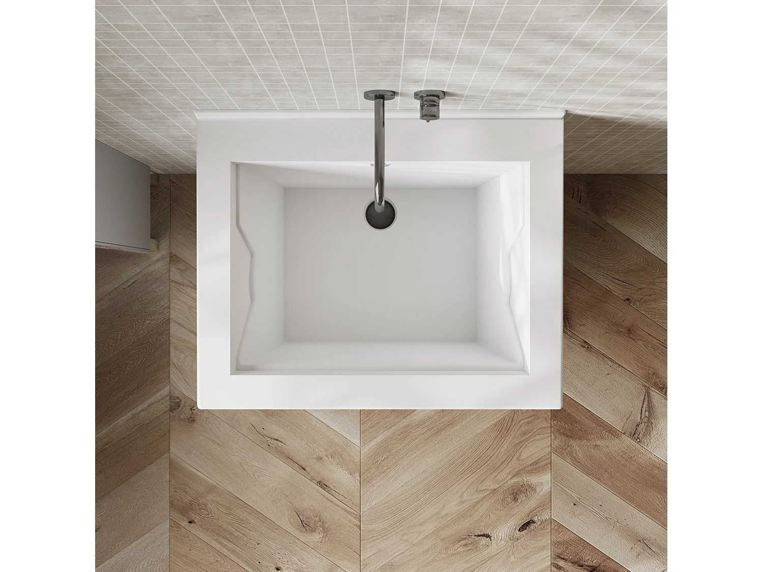 Mobile lavatoio bianco con vasca in ceramica 63X51 - Dyma