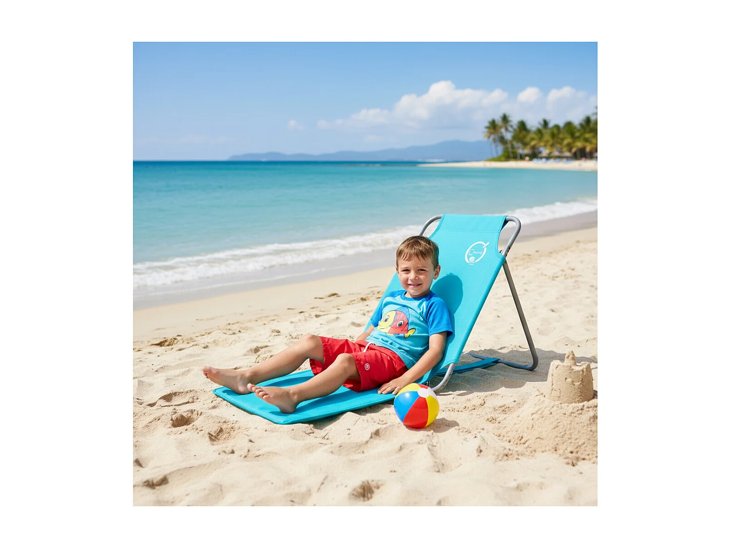 Lot de 2 chaises dossiers de plage pliables - O'Beach - Dimensions : 163 x 45 x 44 cm