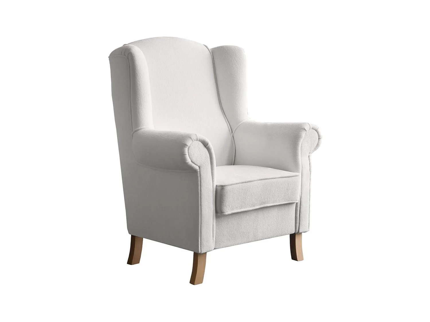 FAUTEUIL D'OREILLES Leonardo beige tissu à boucles