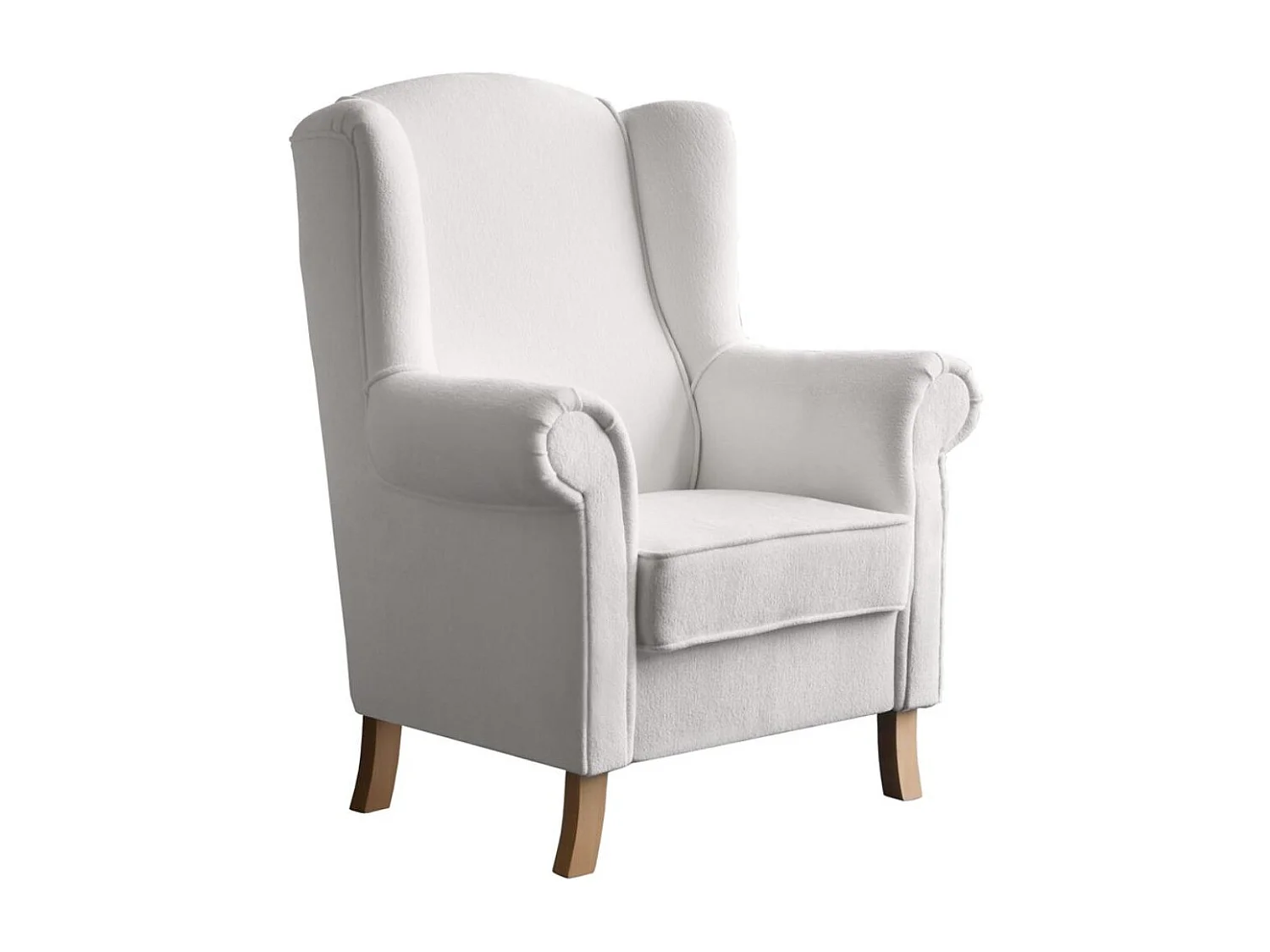 FAUTEUIL D'OREILLES Leonardo beige tissu à boucles