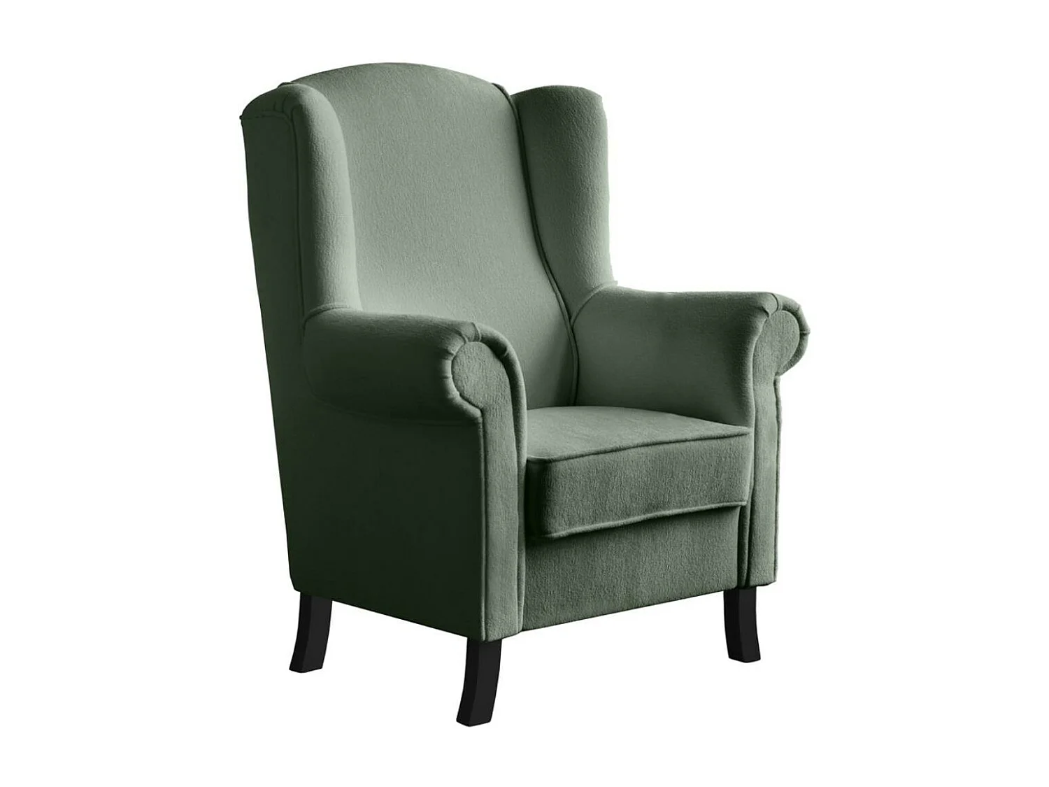 FAUTEUIL D'OREILLES Leonardo vert tissu à boucles