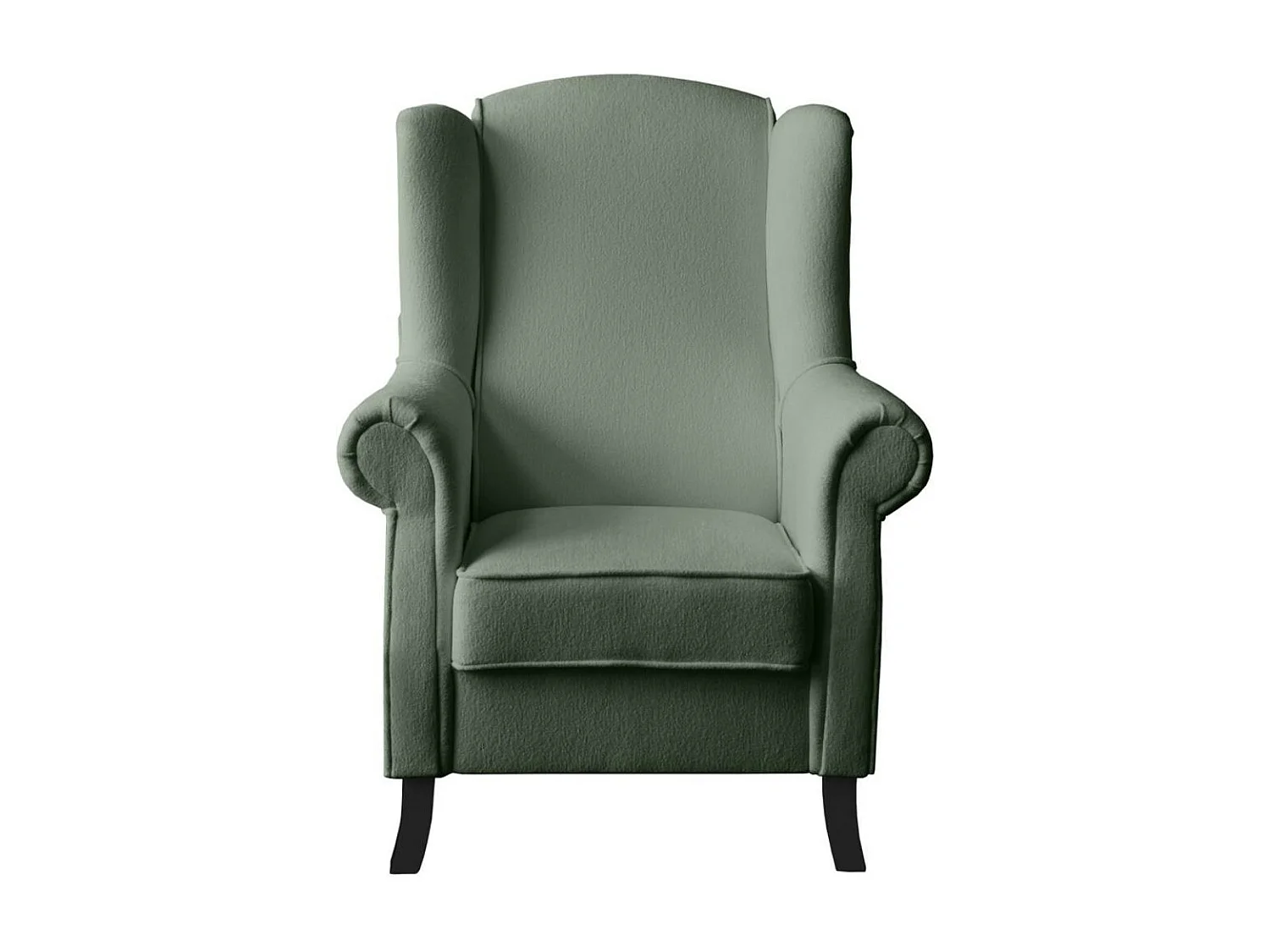 FAUTEUIL D'OREILLES Leonardo vert tissu à boucles