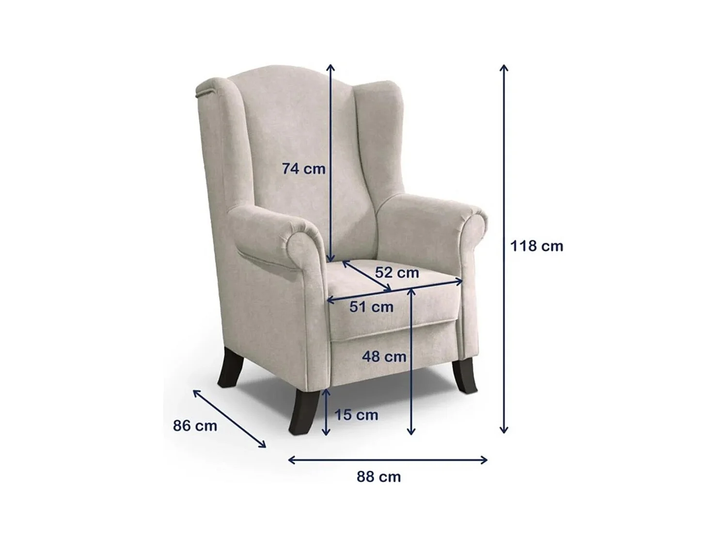 OHRENSESSEL Leonardo dunkelgrau boucle-stoff