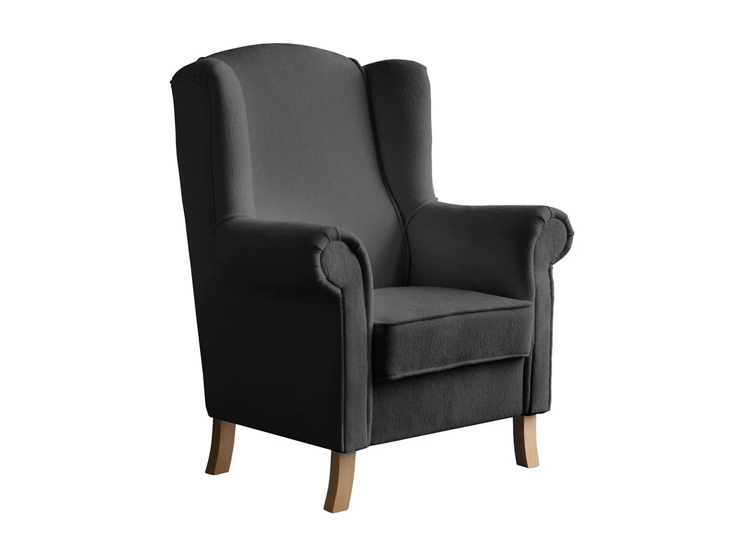 FAUTEUIL D'OREILLES Leonardo gris foncé tissu à boucles