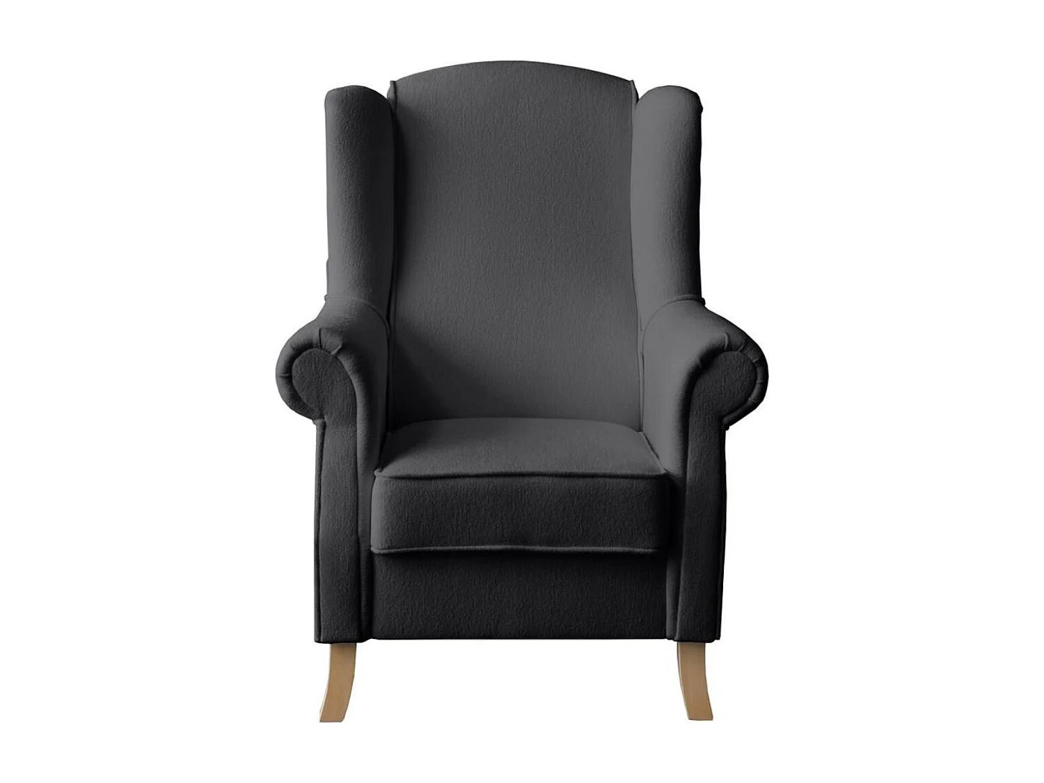 FAUTEUIL D'OREILLES Leonardo gris foncé tissu à boucles