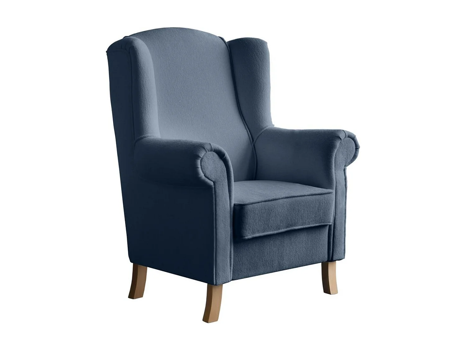 FAUTEUIL D'OREILLES Leonardo bleu foncé tissu à boucles