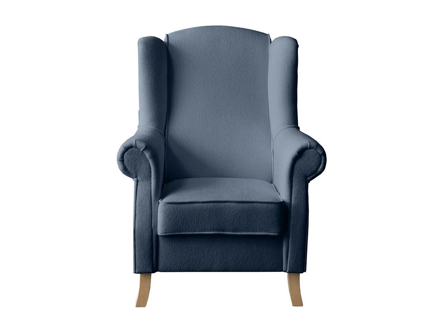 FAUTEUIL D'OREILLES Leonardo bleu foncé tissu à boucles