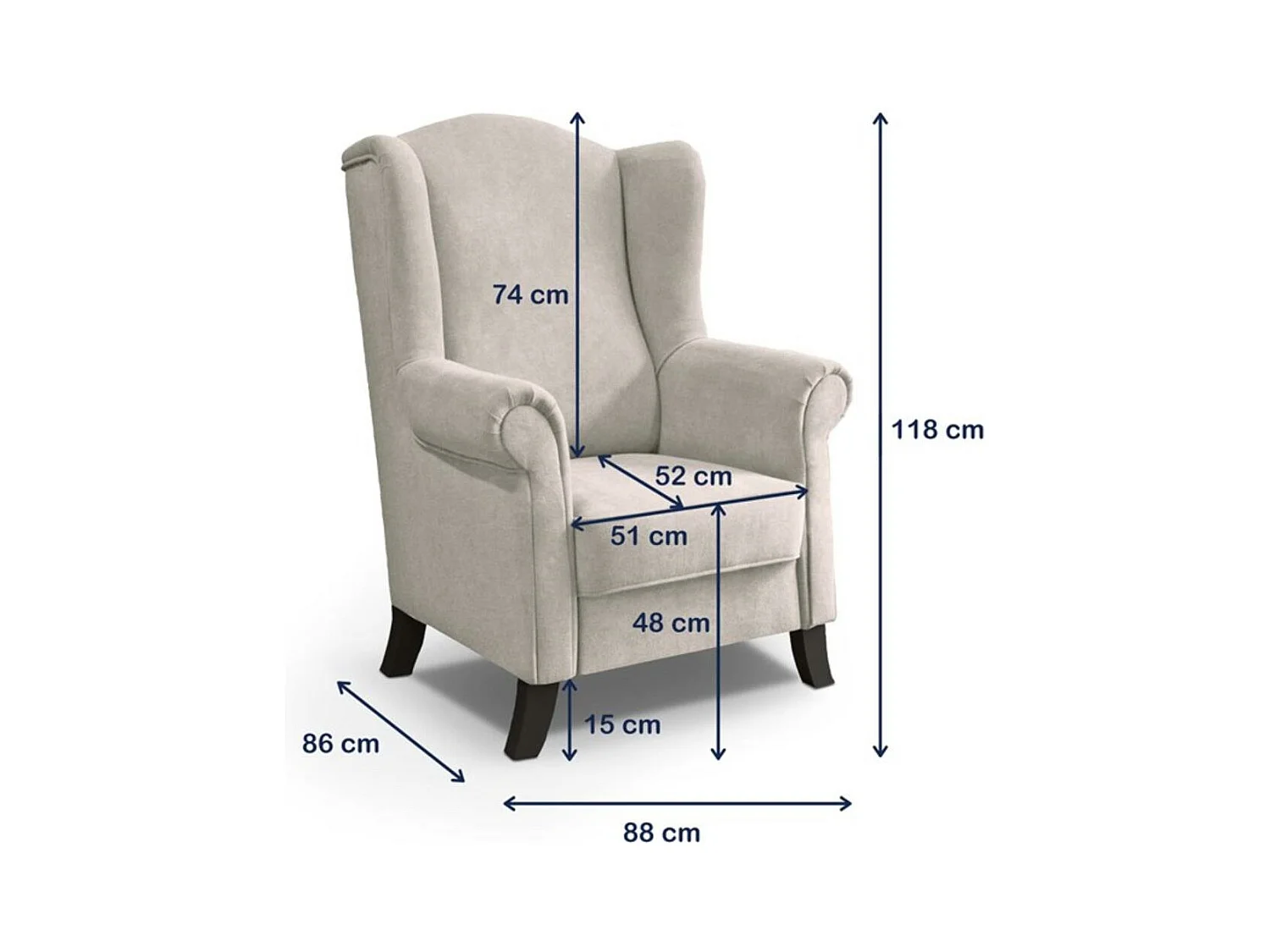 FAUTEUIL D'OREILLES Leonardo gris clair
