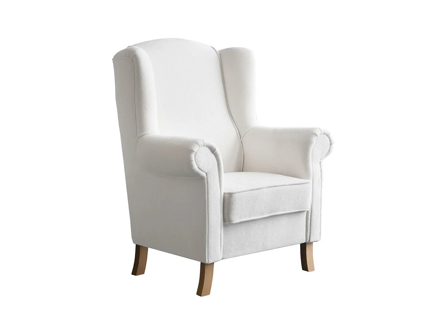 FAUTEUIL D'OREILLES Leonardo beige tissu à boucles