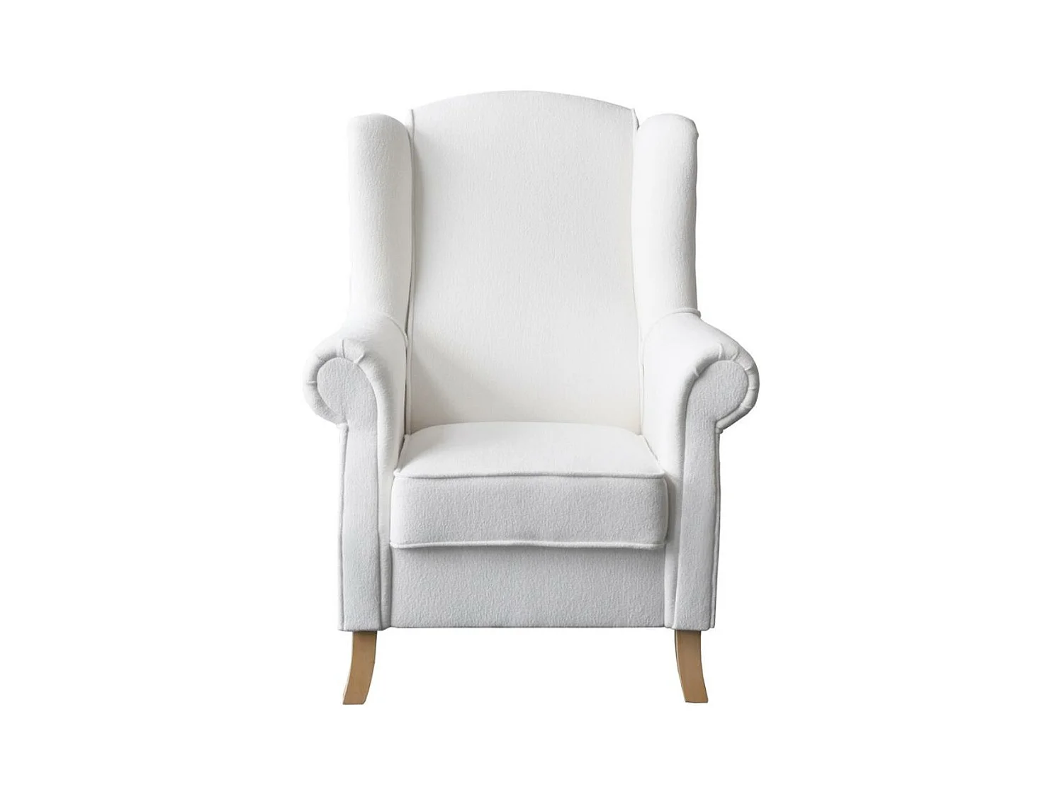 FAUTEUIL D'OREILLES Leonardo beige tissu à boucles