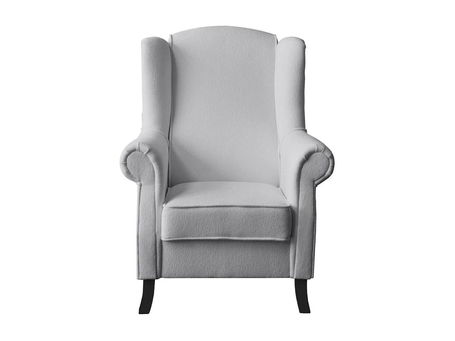 FAUTEUIL D'OREILLES Leonardo gris clair tissu à boucles