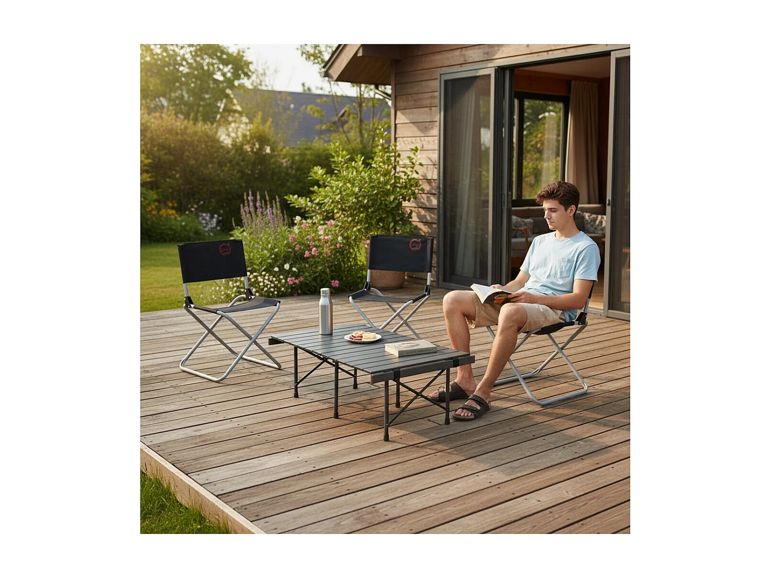 Lot de 2 chaises pliables pécheur de camping - O'Camp  - Dimensions : 47 x 68 x 40 cm