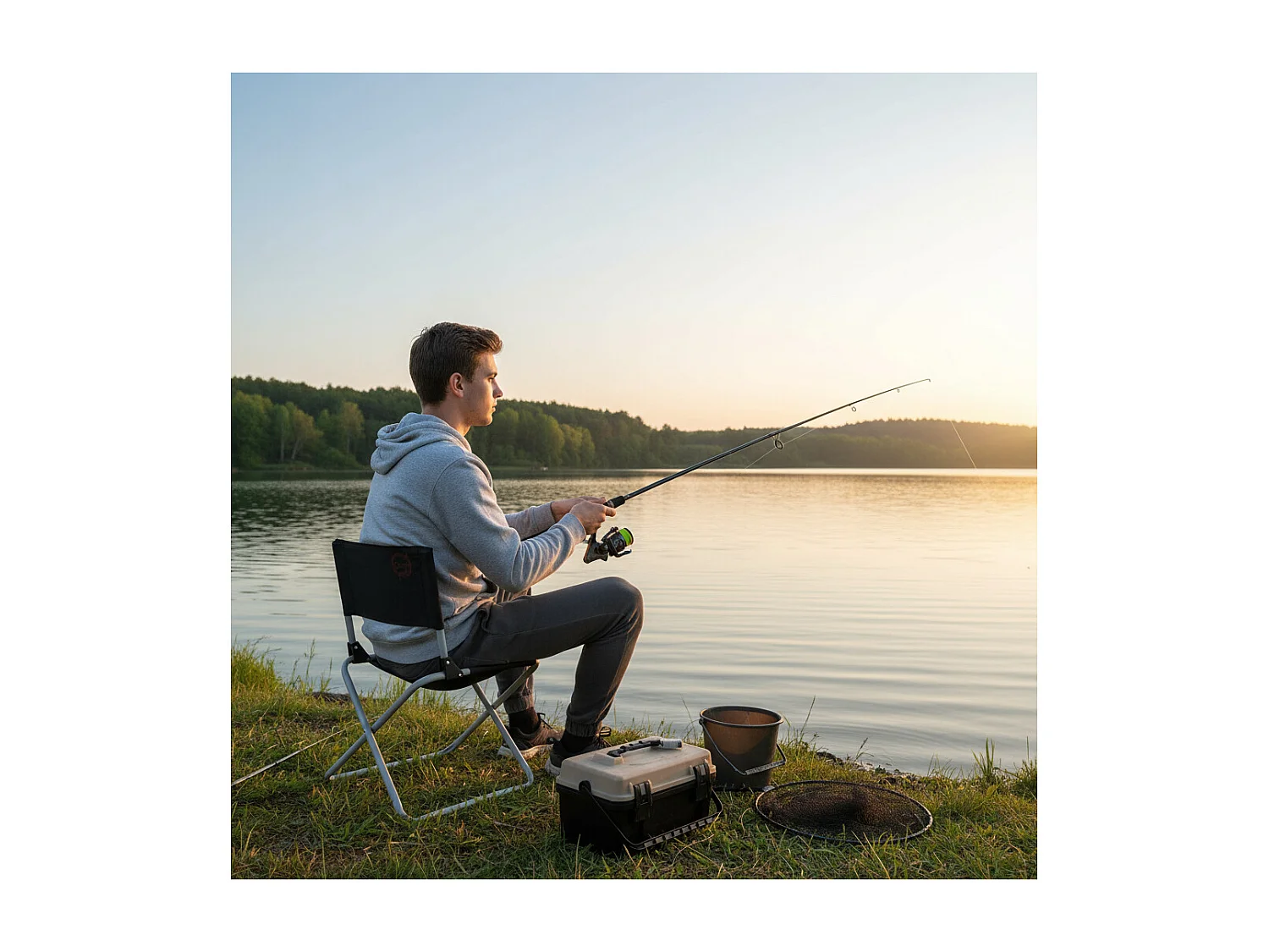 Lot de 2 chaises pliables pécheur de camping - O'Camp  - Dimensions : 47 x 68 x 40 cm