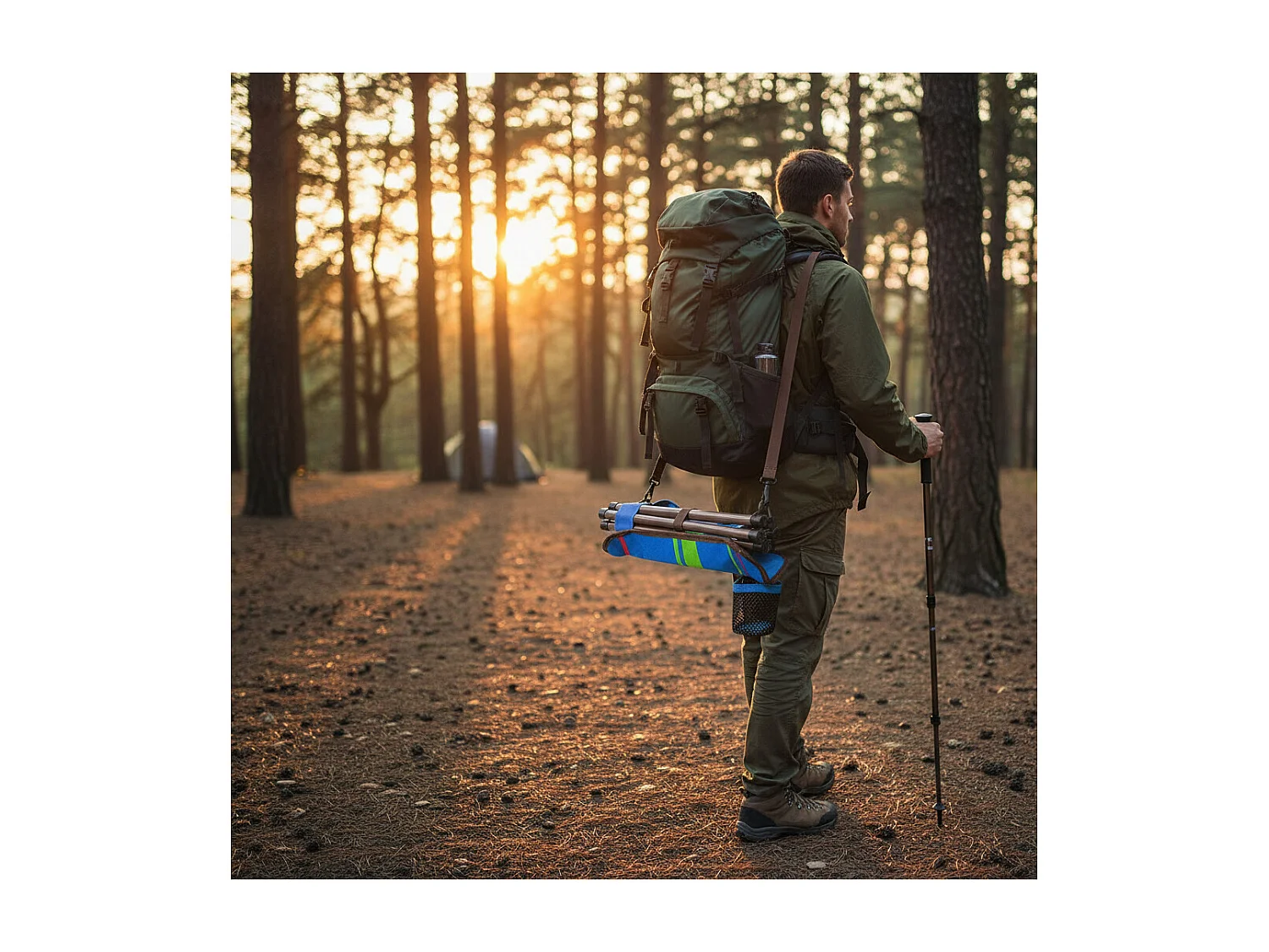 Lot de 2 sièges pliables 3 pieds de camping - O'Camp - Dimensions : 32 x 38 x 32 cm